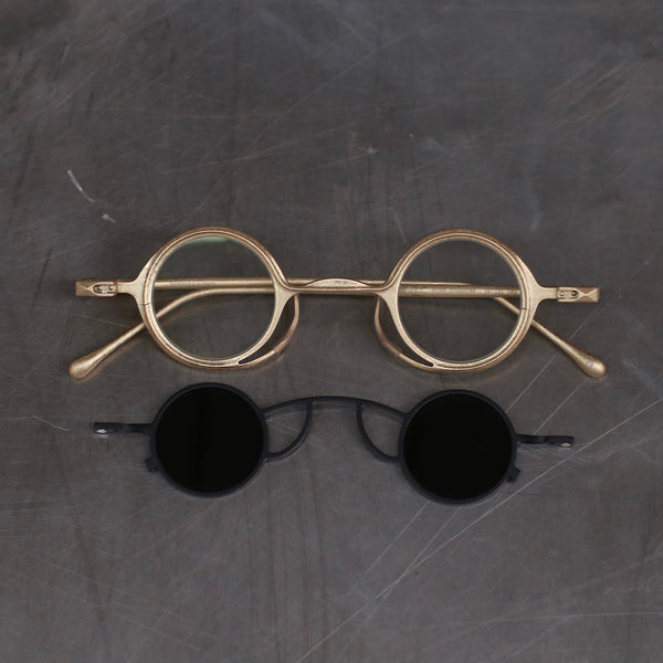 Rigards RG0105TI Series Collection Titanium Freely Removable Double-layer Glasses RG-RG0105TI-GDJHTMSH Antique Gold + Black/Transparent + Dark Gray Lenses